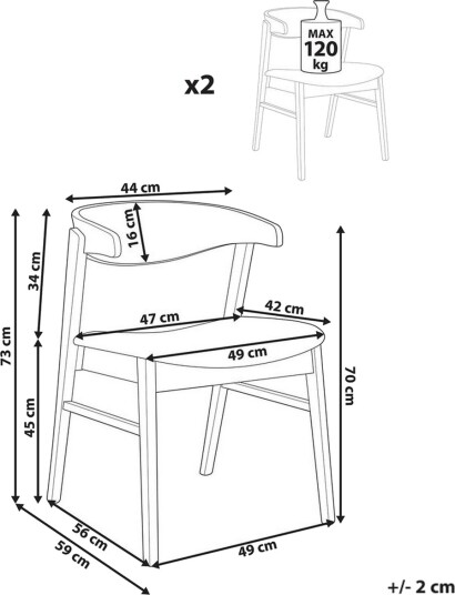 Spisestuestol Lilly sett med 2 Beige-Mørkt tre - Beige-Mørkt tre