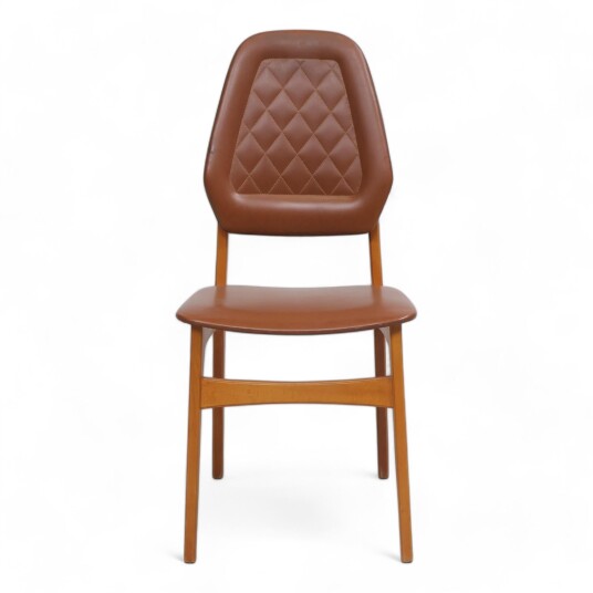 Secundo Nyrenset Retro spisestuestoler i teak/brun 1960-talls stil
