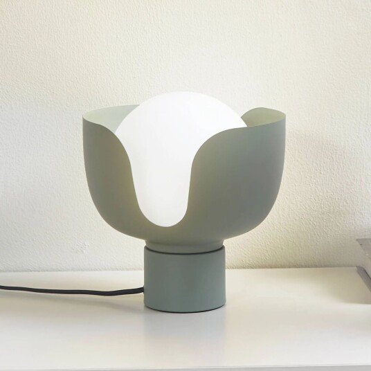 Lindby Fiora bordlampe grønn glass metall Ø 20 cm