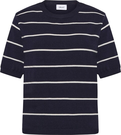Grunt T skjorte Strikk GrFerro Navy Stripe Grunt 8 år 128 T skjorte Blå