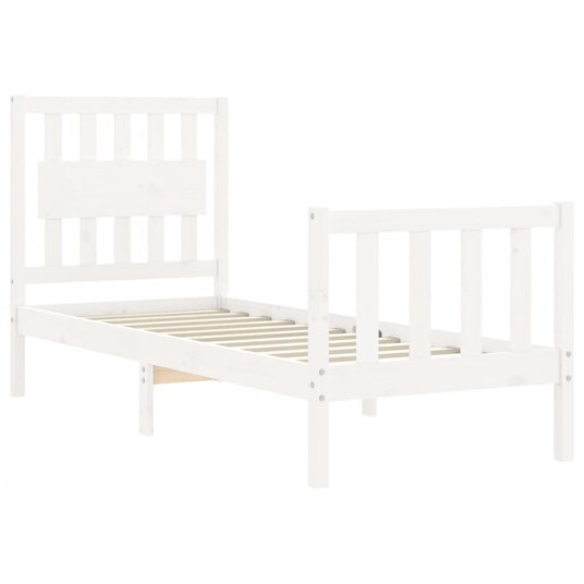 vidaXL Sengeramme med hodegavl hvit 2FT6 liten enkel heltre 8720845975579