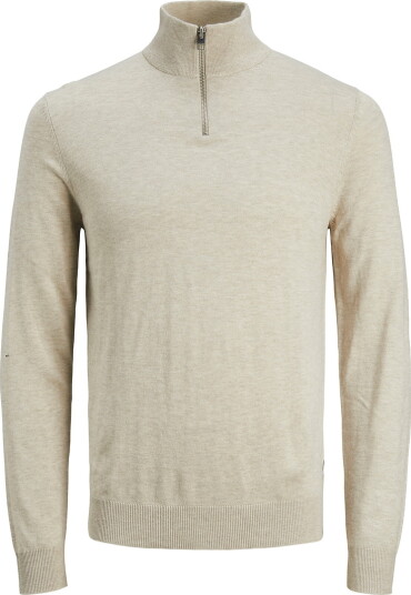 Jack and Jones Emil Half Zip genser oatmeal melange Jack and Jones Emil Half Zip genser oatmeal melange