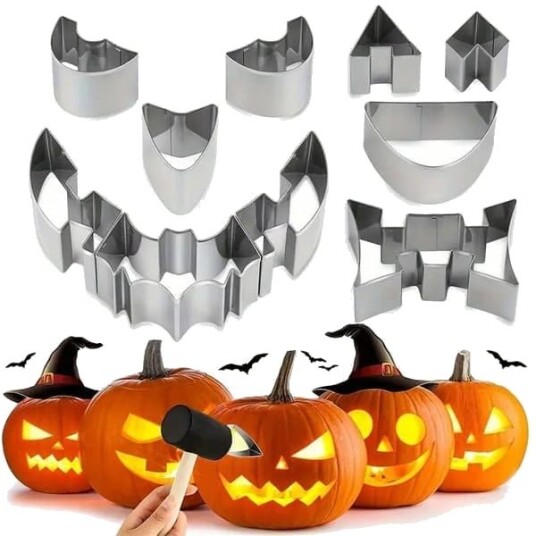 12-pakning Halloween Gresskar Skjæreformer i Rustfritt Stål – Jack-O’-Lantern Graveringsverktøy med DIY Maler 12-pakning Halloween Gresskar Skjæreformer i Rustfritt Stål – Jack-O’-Lantern Graveringsverktøy med DIY Maler