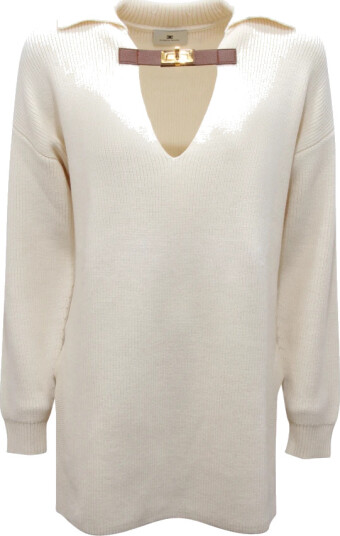 Elisabetta Franchi Dame Strikkevarer Hvit M, Elisabetta Franchi Dame Strikkevarer Hvit M,