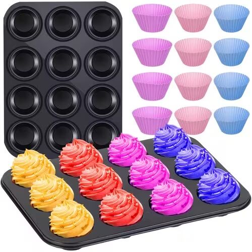 Ruhhy Stekeplate + 12stk Silikon Muffinsformer / Bolleformer – Former Ruhhy Stekeplate + 12stk Silikon Muffinsformer / Bolleformer – Former