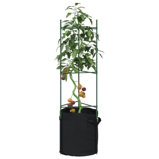 Tomatbur med planteposer 4 stk 116 cm stål og PP Tomatbur med planteposer 4 stk 116 cm stål og PP