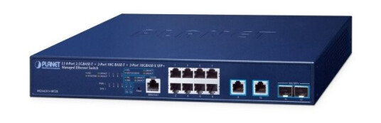 Planet Layer 3 8-Port 2.5Gbase-T +, Håndtert, L3, 10G Ethernet (100/1000/10000), Full Tosidig, Rack-Montering, 1U