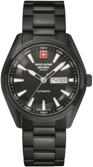 Swiss Alpine Military Herreklokke 7090.2177 Automatic Sort/Stål Ø43