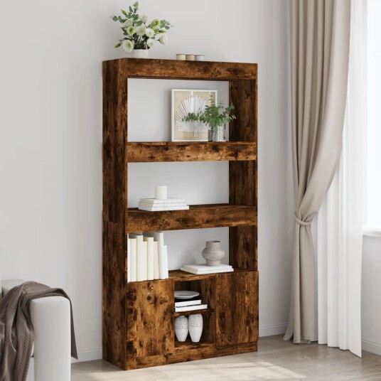  Highboard røkt eik 92x33x180 cm konstruert tre