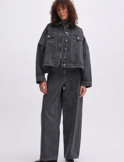 REMAIN Birger Christensen Drapy Back Denim Jacket Grey 36