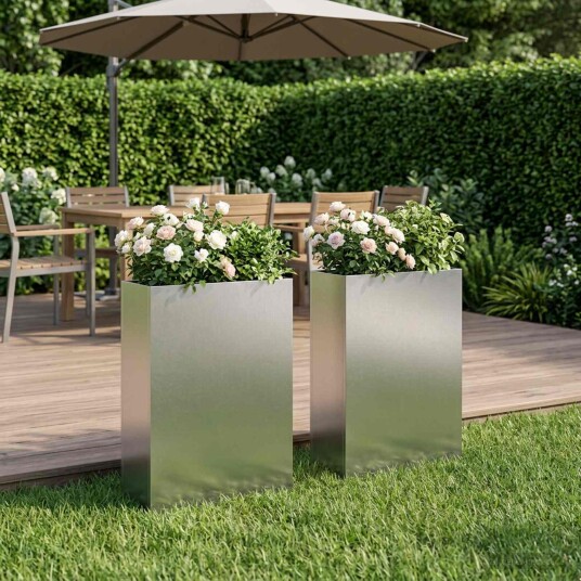 vidaXL Hageblomsterpotte 2 stk. Sølv 50 x 20 x 75 cm Rustfritt stål