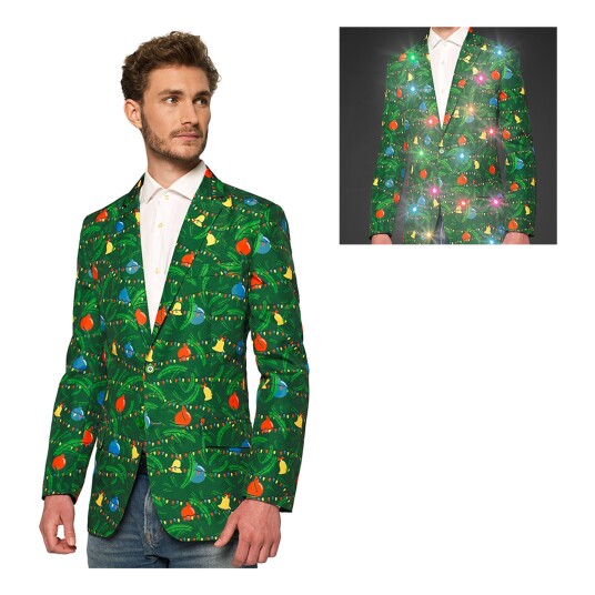 OppoSuits Christmas Green Tree Light Up Herre Dressjakke - 54 OppoSuits Christmas Green Tree Light Up Herre Dressjakke - 54