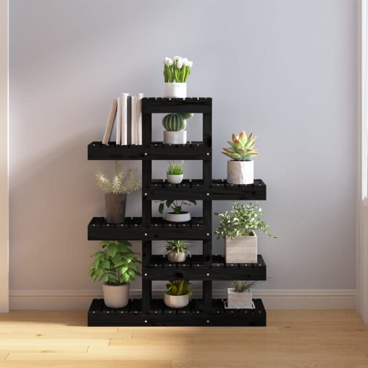 vidaXL Plantestativ svart 85x25x109,5 cm heltre furu vidaXL Plantestativ svart 85x25x109,5 cm heltre furu