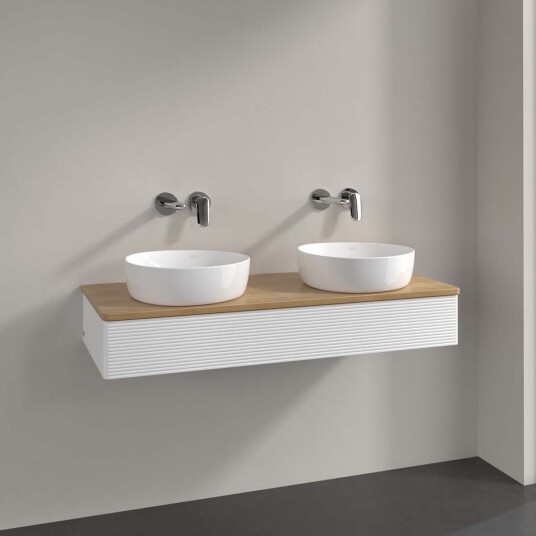 Villeroy & Boch Antao Servantskap med 1 skuff 120x50x19 cm u/lys Hvit Matt/Eik Villeroy & Boch Antao Servantskap med 1 skuff 120x50x19 cm u/lys Hvit Matt/Eik