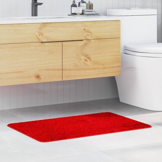 Baderomsmatte Rektangulær Rød 60x90 cm Polypropylen Rutsjebeskyttelse Baderomsmatte Rektangulær Rød 60x90 cm Polypropylen Rutsjebeskyttelse
