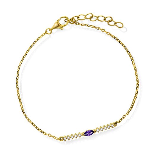 Pan Jewelry Armbånd i 925 forgylt sølv med lilla zirkonia