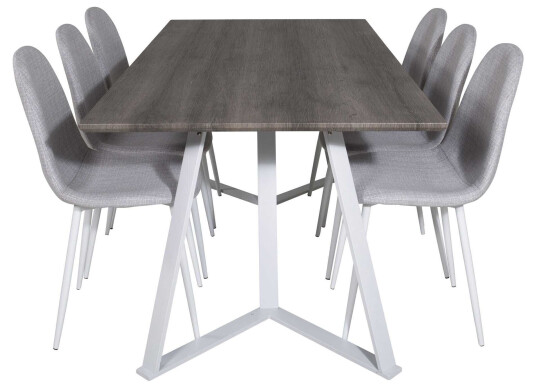 Venture Design Marina & Polar spisegruppe Grå/grå 6 st stoler & bord 180 x 90 cm