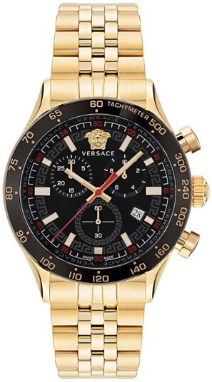 Versace Herreklokke VE2U00622 Hellenyium Sort/Gulltonet stål Ø44 mm Versace Herreklokke VE2U00622 Hellenyium Sort/Gulltonet stål Ø44 mm