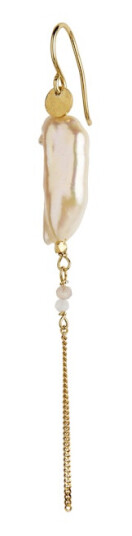 Long Baroque Pearl with Chain Earring Peach Sorbet Forgylt-Sølv Sterling 925 Onesize