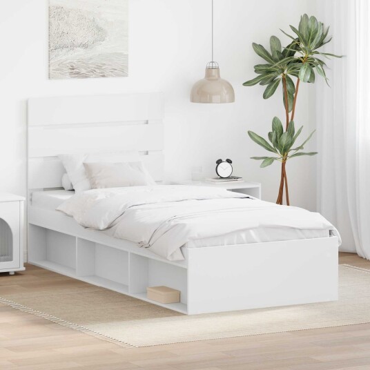 Sengestamme med hodegjerde Hvit 75 x 190 cm Massiv furu