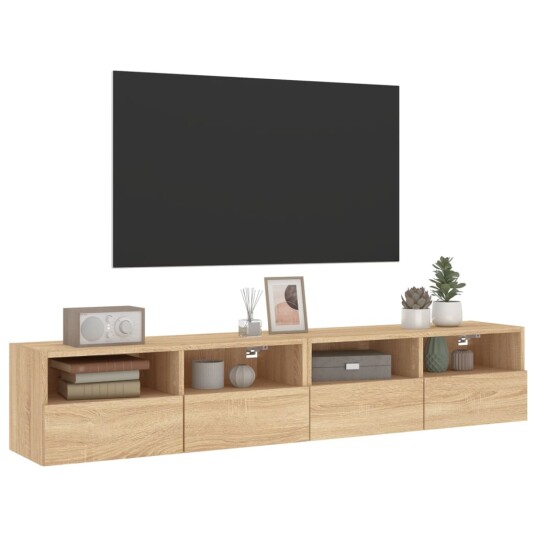 vidaXL Vegghengte TV-benker 2 stk hvit 80x30x30 cm konstruert tre 8721012254572 vidaXL Vegghengte TV-benker 2 stk hvit 80x30x30 cm konstruert tre 8721012254572