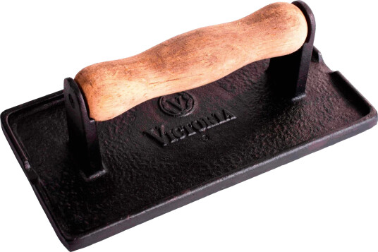 Victoria Baconog grillpress støpejern med trehåndtak 21x11 cm Victoria Baconog grillpress støpejern med trehåndtak 21x11 cm