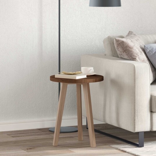 Bordplate Mørk brun Ø 40 x 2,5 cm Massivt Eiketre