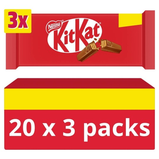 20 stk 3 Pack KitKat 4 Fingers Sjokolade Hel Eske 2,49 kg