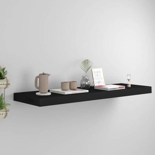 vidaXL Flytende vegghylle svart 80x23,5x3,8 cm MDF vidaXL Flytende vegghylle svart 80x23,5x3,8 cm MDF