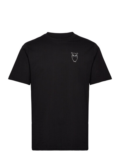 Knowledge Cotton Apparel Owl Chest Tee - Gots/Vegan - Black - S