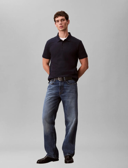 Calvin Klein Jeans Ss Classic Monogram Polo   Navy   XL