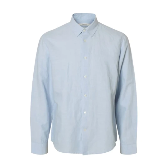 Selected Slmregclay Linenblend Ls Shirt Cla Noos Blue S