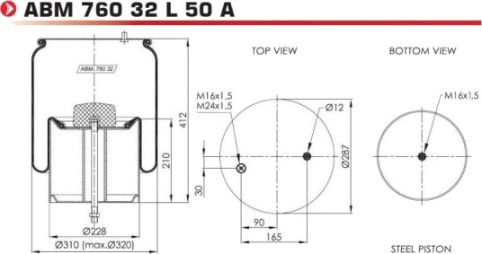 Luftbelg fjæring NEOTEC ABM76032L50A