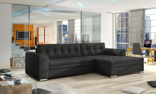 Amerikana Hjørnesovesofa med Divan Svart Amerikana Hjørnesovesofa med Divan Svart