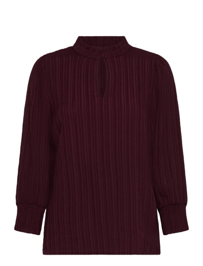 FREE/QUENT Blouse From Freequent In A Light Material Of Recycled Polyester With A Fine Text - Burgundy - XS