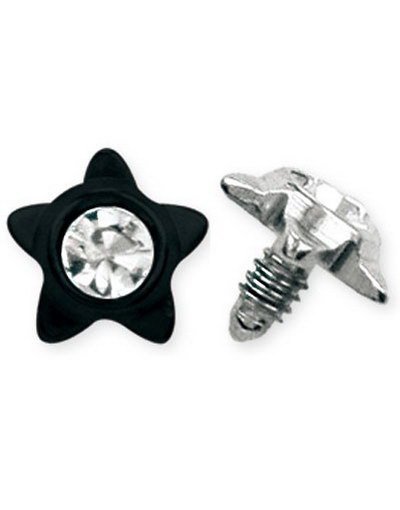 Aab Strl 4 mm kule med 16 mm gjenger Star With Stone Sort/Klar Dermal Anchor Kule
