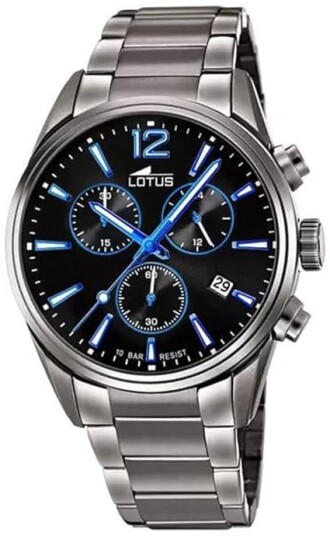 Lotus Herreklokke 18682/6 Chrono Sort/Stål Ø42 mm