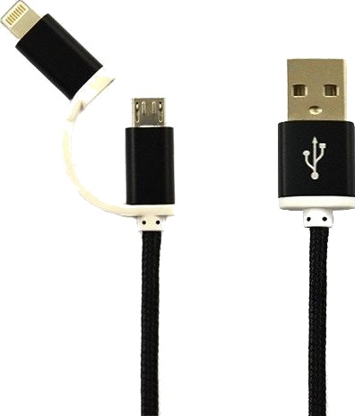 Usb-Kabel Vega Usb-A Til Microusb + Lightning Svart (17805)