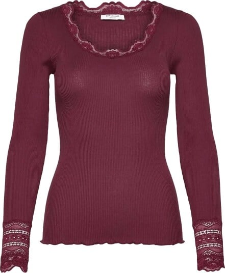 Rosemunde | Rwbenita Silk Ls O Neck Lace T Shirt | XS