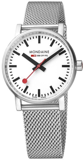 Mondaine Dameklokke MSE.35110.SM Hvit/Stål Ø35 mm Mondaine Dameklokke MSE.35110.SM Hvit/Stål Ø35 mm