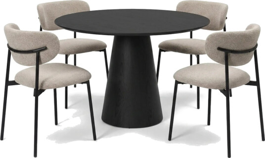 Siena spisegruppe rund 110 cm svart med 4 Lucy spisestoler Svart
