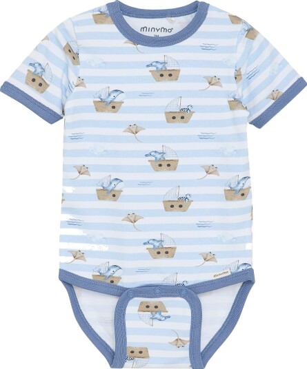 Minymo Body k/e Skyway m. Trykk Minymo 2 år 92 Kortermet body Blå