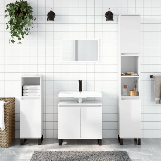 Servantskap høyglans hvit 58x33x60 cm konstruert tre Servantskap høyglans hvit 58x33x60 cm konstruert tre