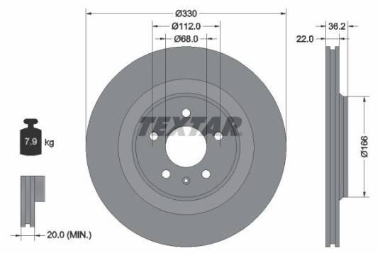 Bremseskive TEXTAR 92160303 Bremseskive TEXTAR 92160303
