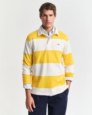 Gant Stripete rugger i bomull DAFFODIL YELLOW XL