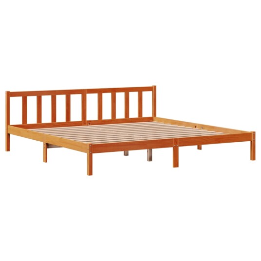  Sengeramme med hodegavl voksbrun 200x200 cm heltre furu 3306602