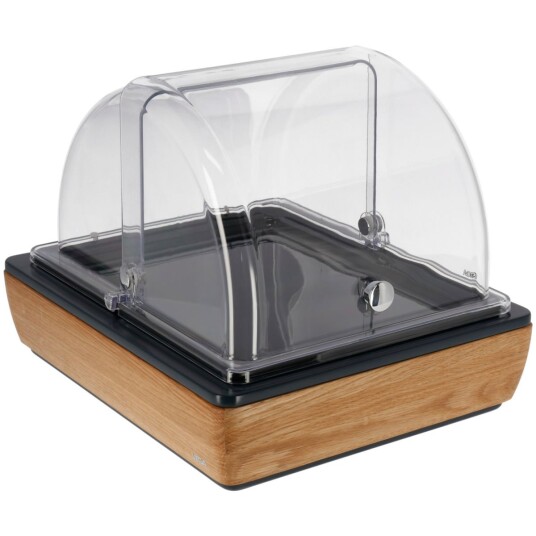 VEGA Buffetsystem komplett Montana eik melamin svart GN 1/2; Størrelse GN 1/2, 36.5x30.5x27.4 cm (LxBxH); Eik/Transparent/Svart; Rektangulær