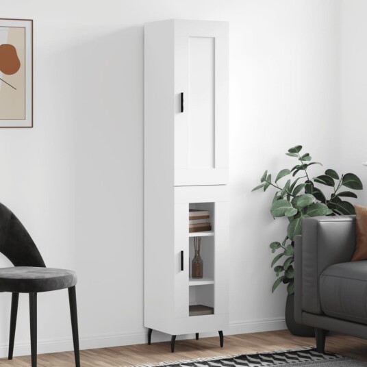 vidaXL Highboard hvit 34,5x34x180 cm konstruert tre 8720845498238