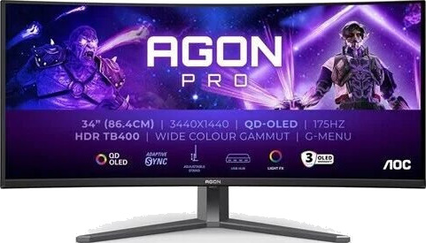 AOC AG346UCD 34" Curved Gaming Skjerm QD-OLED 3440x1440 175Hz Svart AOC AG346UCD 34" Curved Gaming Skjerm QD-OLED 3440x1440 175Hz Svart