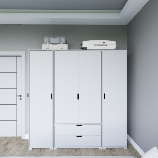 Durusu Garderobe 170x183 cm - Matt hvit